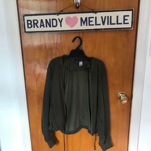 Green bomber cardigan